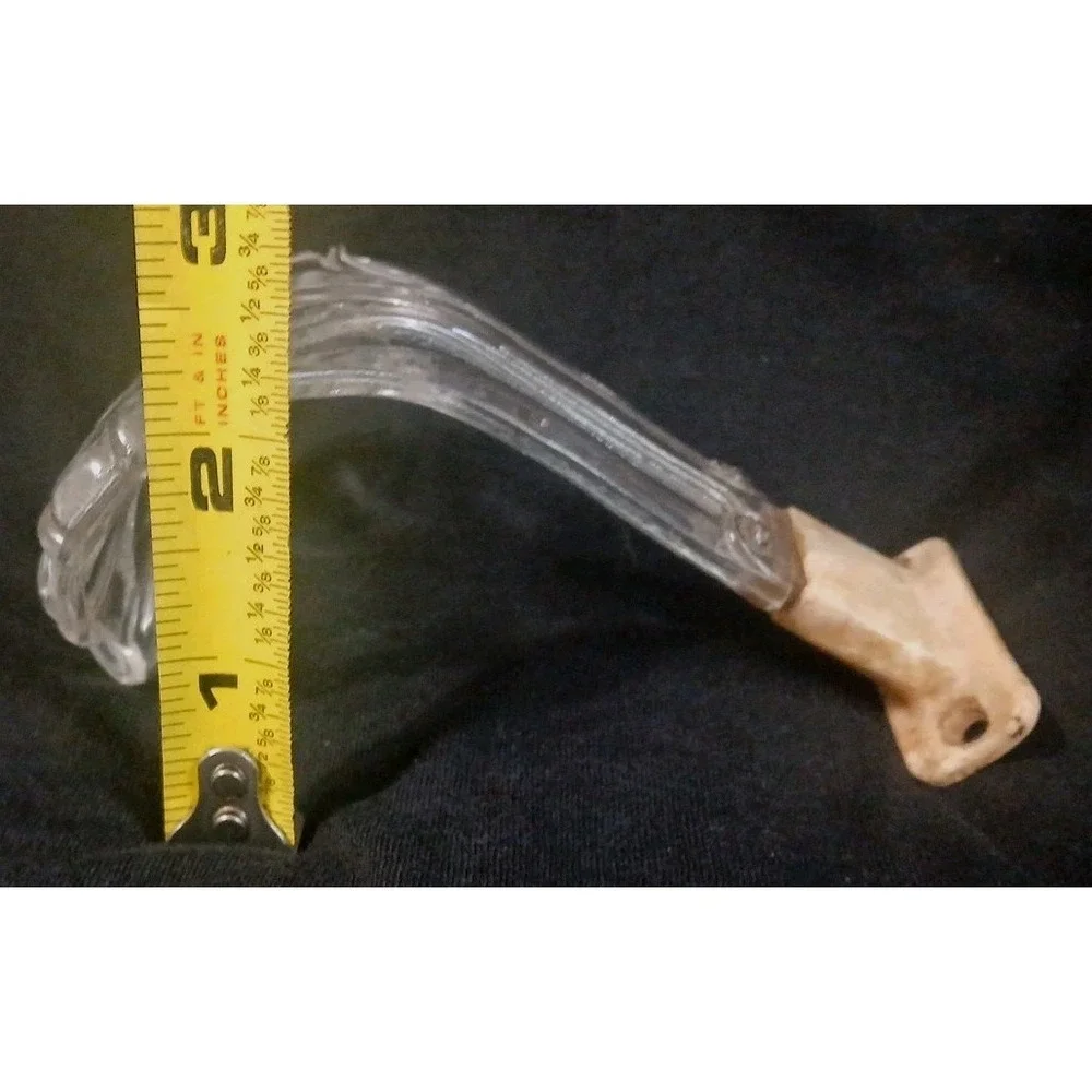 Vtg Glass‎ Drapery Tieback Curtain Holder  Leaf Feather Melamine Mount FLAW READ